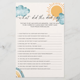 Carte de jeu de baby shower « Qu'est-ce que papa a