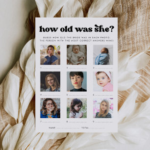 Carte de jeu de baby shower rétro Quel âge avait-e