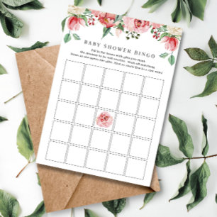 Carte de jeu de Baby shower Rose Pink Watercolor