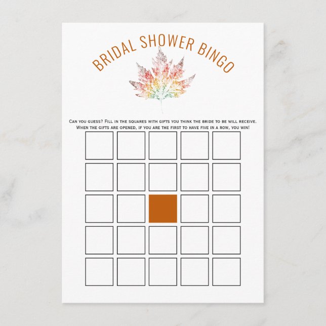 Carte de jeu de bingo de douche à nage orange impr (Devant)