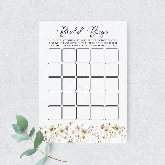Carte de jeu de bingo de Fleur sauvage d'aquarelle (Créateur téléchargé)
