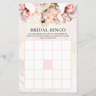 Carte de jeu de bingo de mariage à fleurs roses