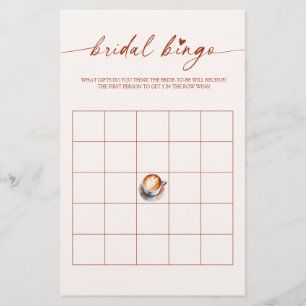 Carte de jeu de bingo de mariage Café Jeu de douch