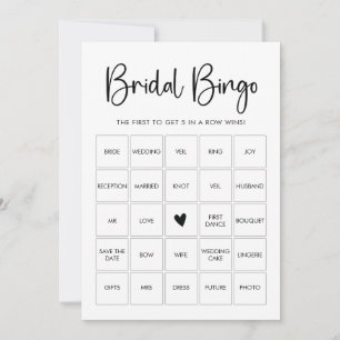 Carte de jeu de Bingo noir et blanc à script moder