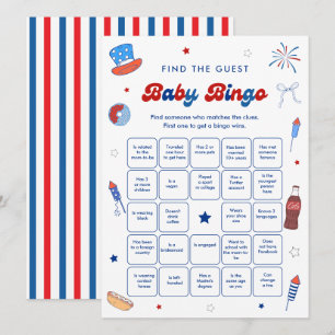 Carte de jeu de bingo pour Baby Shower du 4 juille