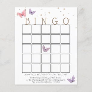 Carte de jeu de bingo pour Baby Shower Papillon
