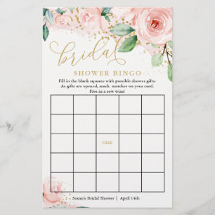 Carte de jeu de bingo rose et or Floral