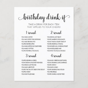Carte de jeu de boisson pour fête d'anniversaire m