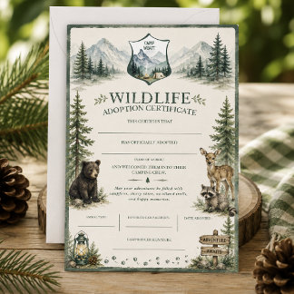 Carte de jeu de certificat d'adoption de faune for