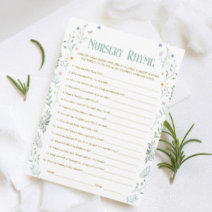 Carte de jeu de comptine pour bébé pour la fête de