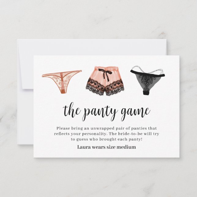 Carte de jeu de culotte pour douche de mariage en  (Devant)