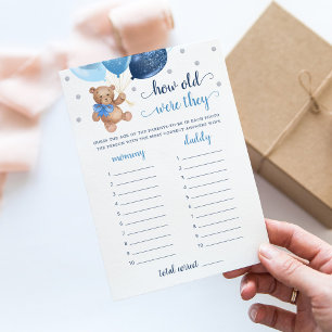 Carte de jeu de douche de bébé ours en peluche How