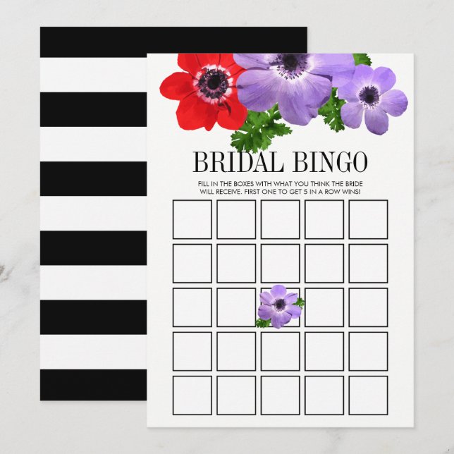 Carte de jeu de Fête des mariées florale Aquarelle (Devant / Derrière)