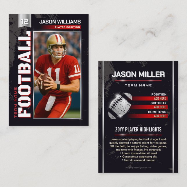 Carte de jeu de football personnalisée, carte de j (Devant / Derrière)