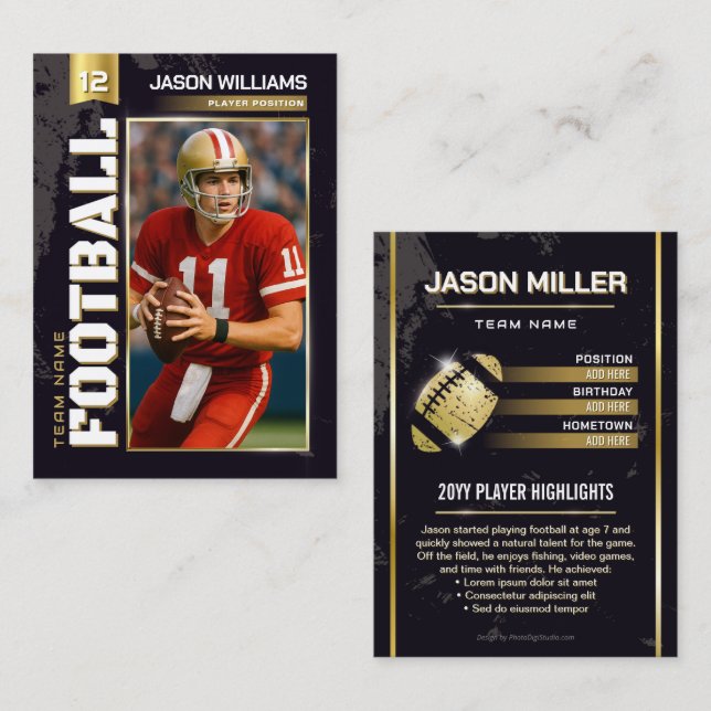 Carte de jeu de football personnalisée, Carte de j (Devant / Derrière)