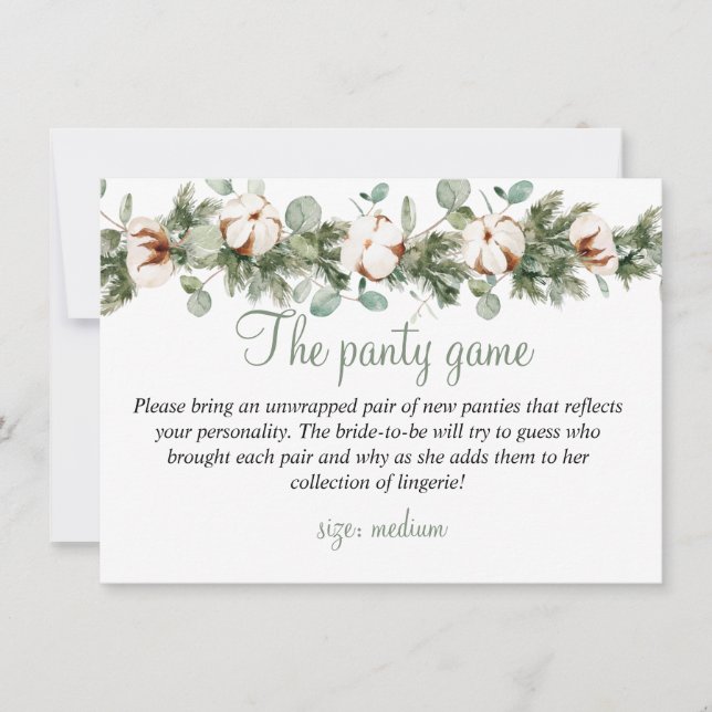 Carte de jeu de la culotte pour Baby Shower hivern (Devant)