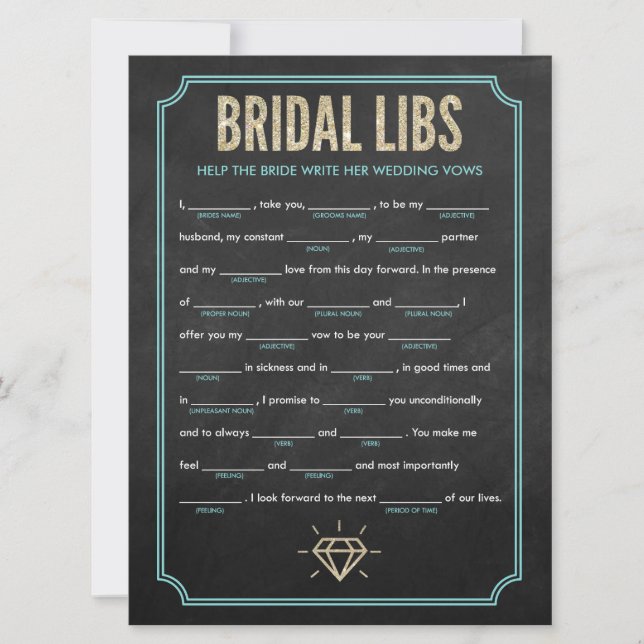Carte de jeu de la fête de bachelorette Libs (bleu (Devant)