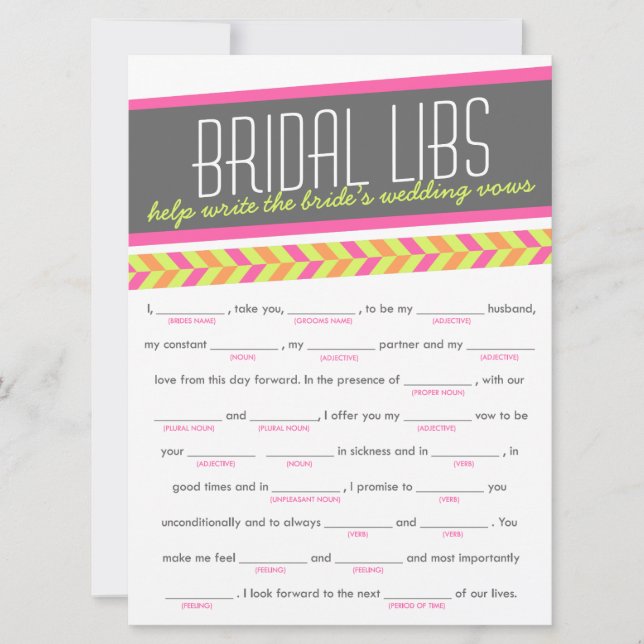 Carte de jeu de la partie de bachelorette Libs (né (Devant)