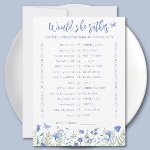 Carte de jeu de mariage 'Would She Rather' pour en