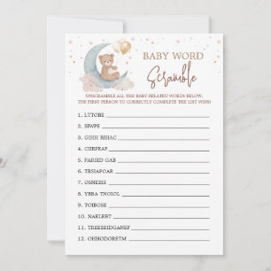 Carte de jeu de mots mêlés pour Baby Shower 'Over 