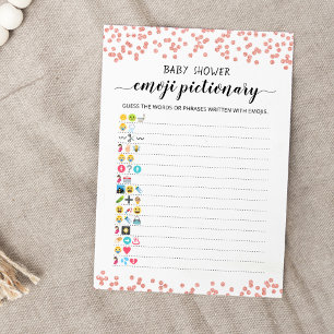 Carte de jeu de Pictionary d'emoji Baby Shower