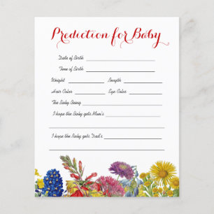 Carte de jeu de prédiction de Baby shower fleur sa