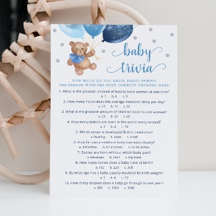 Carte de jeu de quiz bébé ours en peluche pour Bab