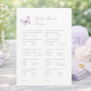 Carte de jeu de quiz de baby shower Papillon d'Or 