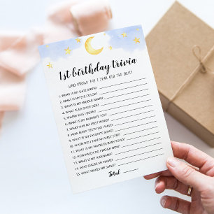 Carte de jeu de quiz modifiable pour le 1er annive