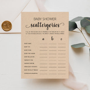 Carte de jeu de société Baby Shower Scattergories