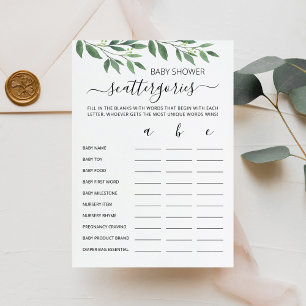 Carte de jeu de société Baby Shower Scattergories