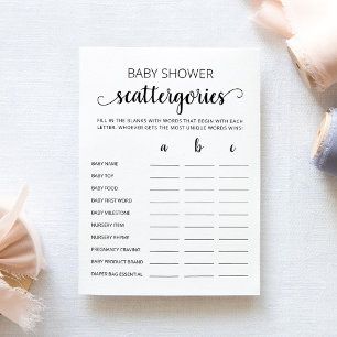 Carte de jeu de société Baby Shower Scattergories