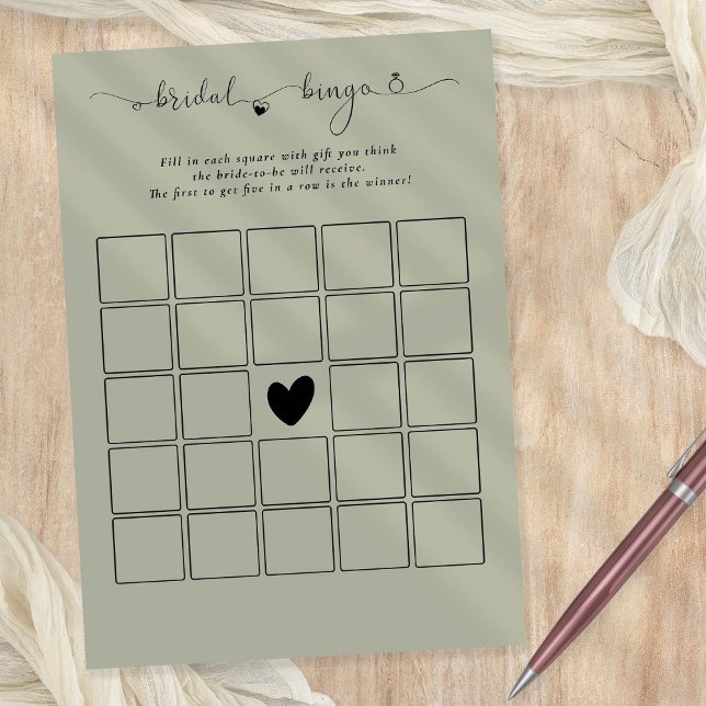 Carte de jeu de taille de douche de bingo nuptiale (Available printed or as a printable digital download)