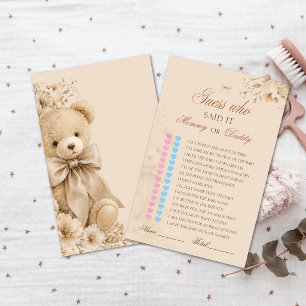 Carte de jeu Devine qui élégante avec un ours en p