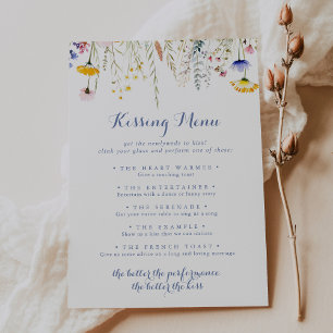 Carte de jeu du Mariage fleur sauvage Kissing Menu