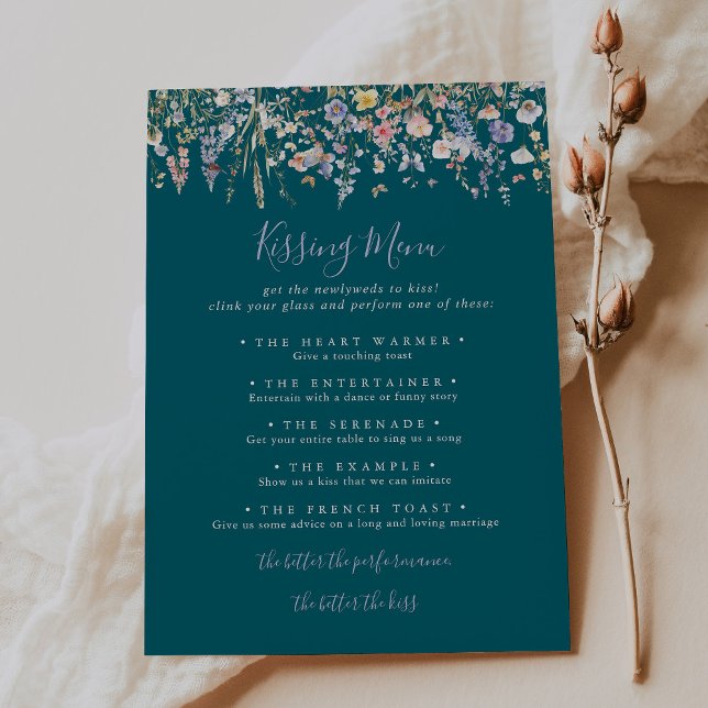 Carte de jeu du Mariage fleur sauvage Vert Kissing (Créateur téléchargé)