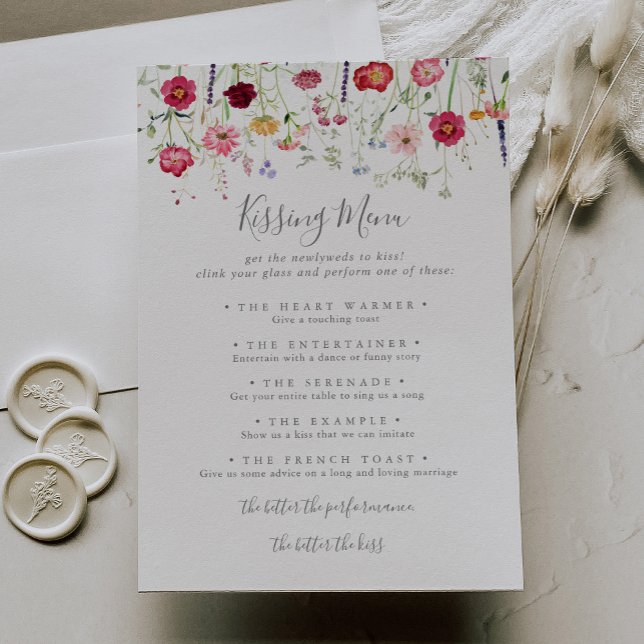 Carte de jeu du menu de baiser du Mariage Fleur sa (Créateur téléchargé)