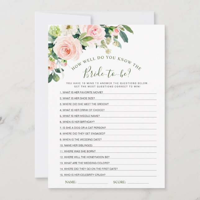 Carte de jeu Fête des mariées rose Fleurs blanches (Devant)