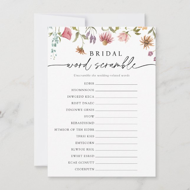 Carte de jeu fleur sauvage Bloom Brid Word Scrambl (Devant)