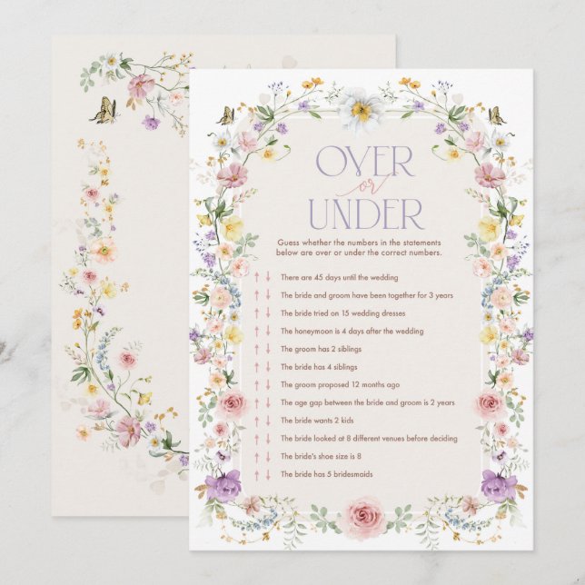 Carte de jeu fleur sauvage sur ou sous Fête des ma (Devant / Derrière)