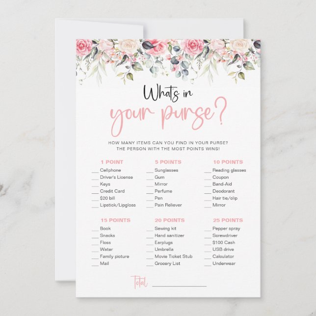Carte de jeu Fleurs roses Qu'y a-t-il dans votre s (Devant)