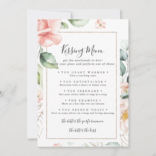Carte de jeu Géométrique Mariage Gold Kissing Menu (Devant)
