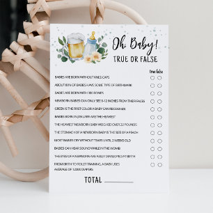 Carte de jeu Greenery Baby Is Brewing True Or Fals