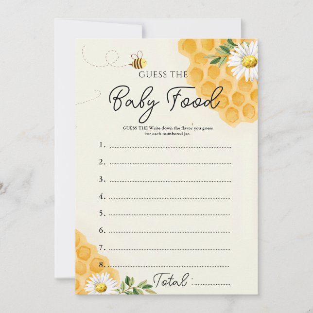 Carte de jeu Honey Bee devinez la nourriture pour  (Devant)