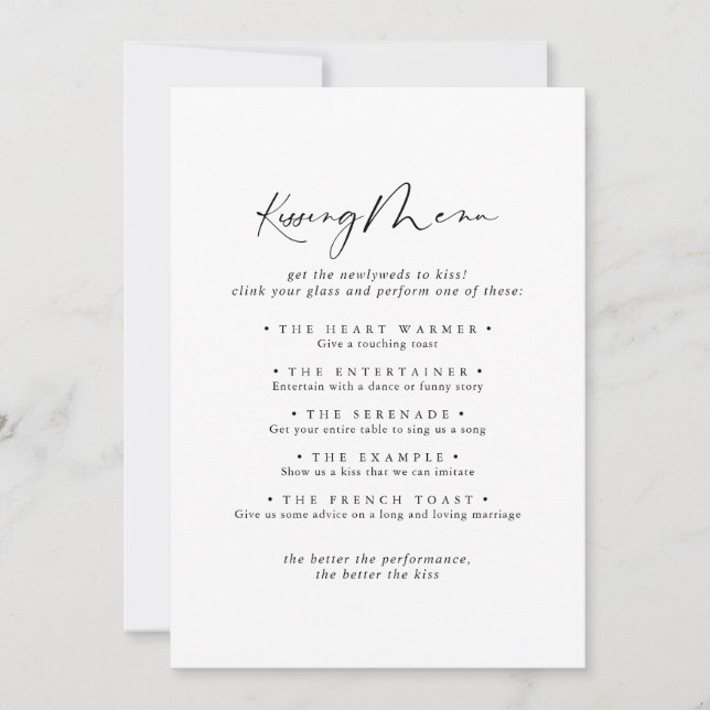 Carte de jeu Idyllic Calligraphy Mariage Kissing M (Devant)