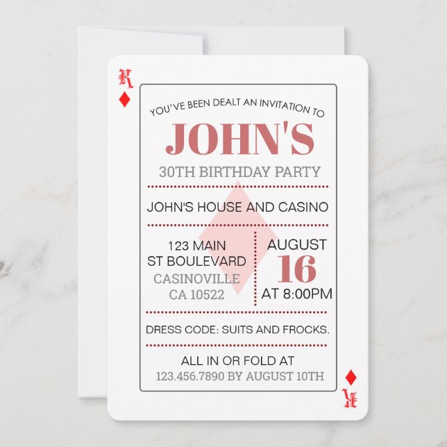 Carte de jeu King of Diamonds Casino (Devant)