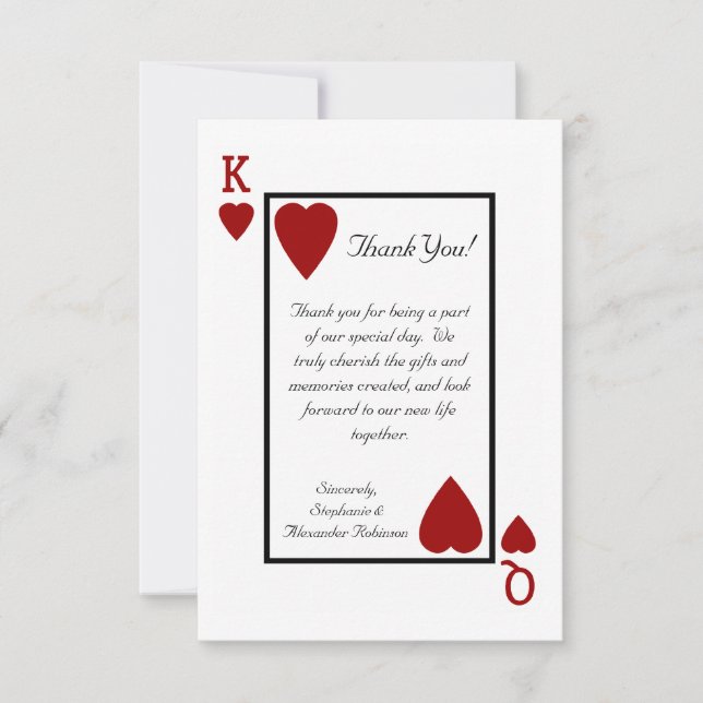 Carte de jeu King/Queen Notes de remerciement (Devant)