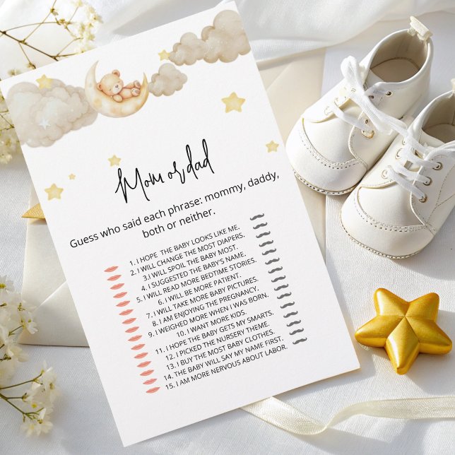 Carte de jeu Maman ou Papa - Baby shower perles (Créateur téléchargé)