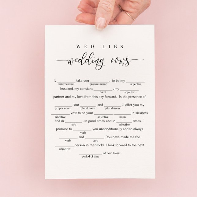 Carte de jeu mariage Vows Wed Libs (Créateur téléchargé)