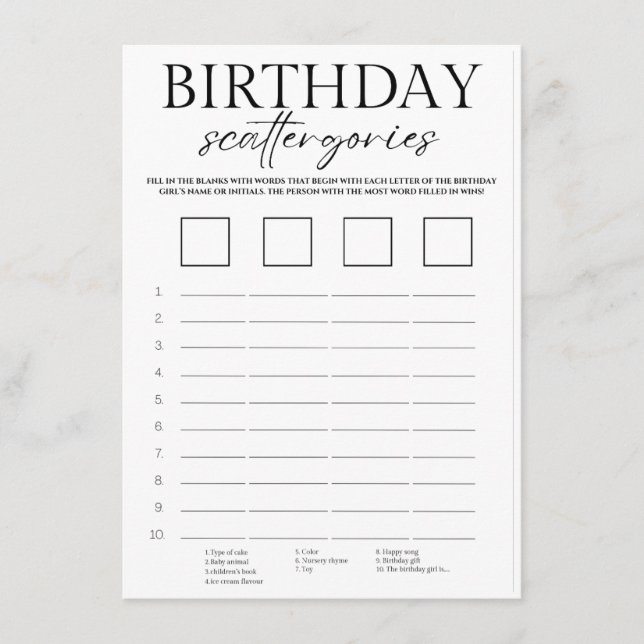 Carte de jeu minimaliste d'anniversaire (Devant)